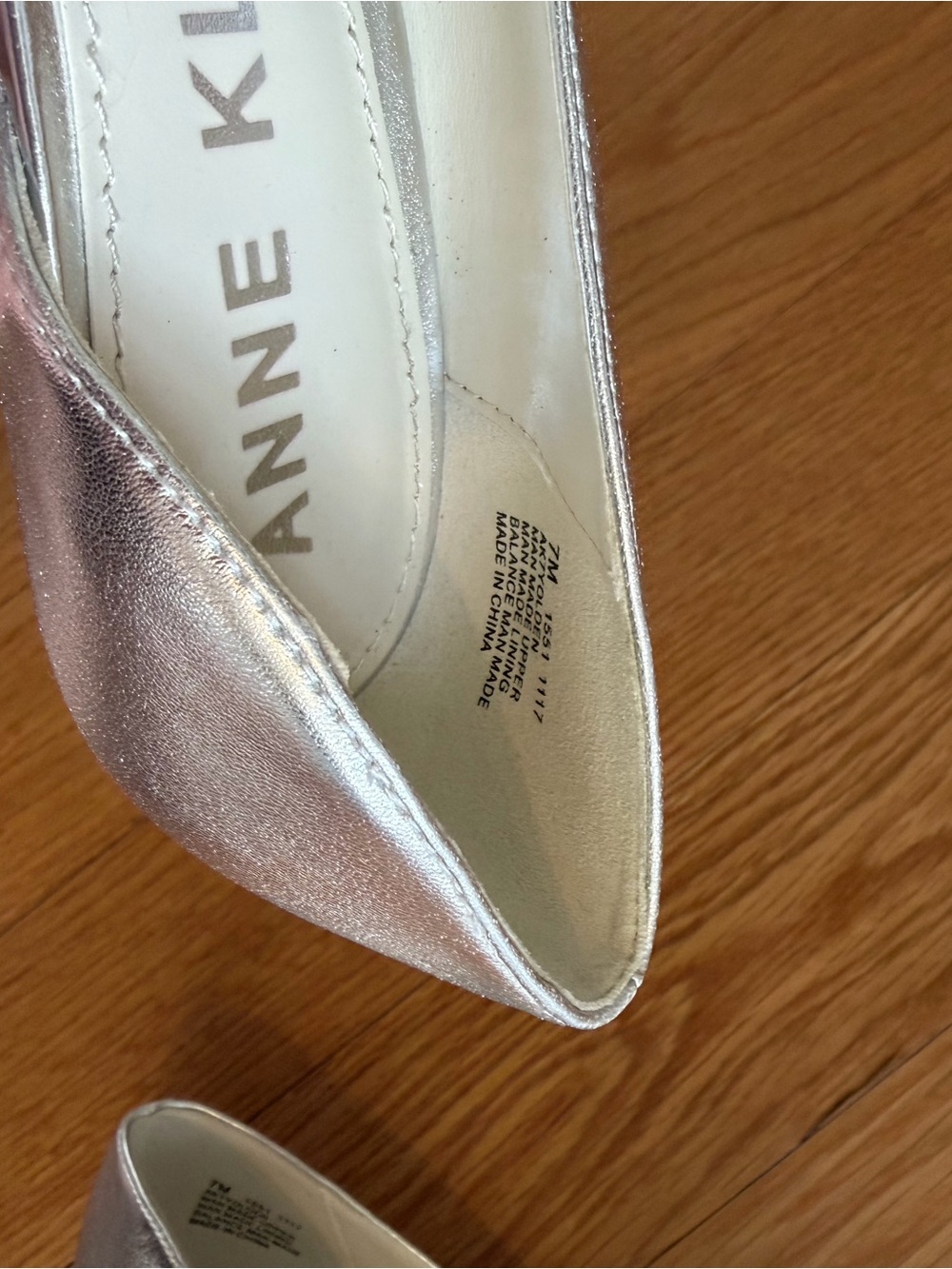 Anne Klein Metallic Silver Pointed-Toe Pumps - Picture 6 of 6